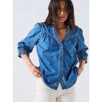 Only Onl Raya 3/4 Shirt Denim - Blue