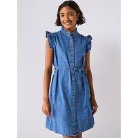 Only Shania Frill Denim Dress - Blue