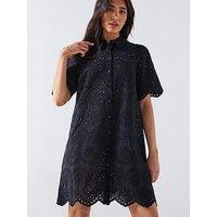 Only Valais Broderie Shirt Dress - Black