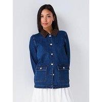 Only Frankie Long Sleeve Cord Oversized Denim Jacket - Blue