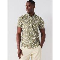 Barbour Spillroad Short Sleeve All Over Print Tailored Shirt - Light Green
