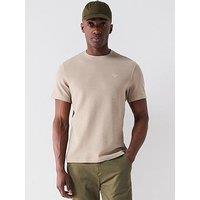 Barbour Platford Tailored Waffle Tartan Trim T-Shirt - Beige