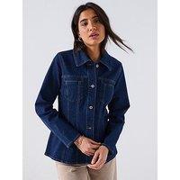 Only Elle Long Sleeve Fitted Denim Jacket - Blue