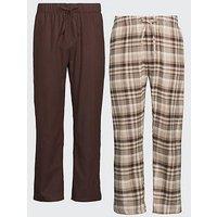 The Very Collection 2 Pack Cosy Pyjama Bottoms - Brown