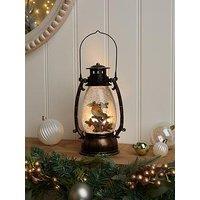 Three Kings Festive Robin Lit Lantern With Snow Christmas Decoration