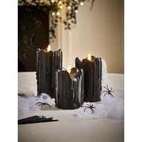 Festive Set Of & 3 Black Led & Halloween Candles