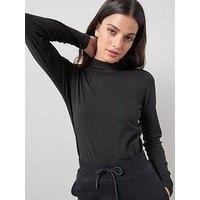 The Very Collection Fleece Lined Thermal High Neck Long Sleeve Top - Black