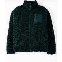 The Very Collection Boys Borg Pocket Detail Zip Up Jacket - Green