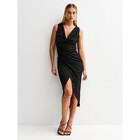 New Look Cowl Neck Draped Midi Dress - Black