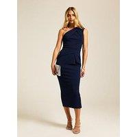 New Look Navy One Shoulder Midi Dress - Blue