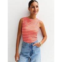 New Look Striped Jersey Vest - Pink