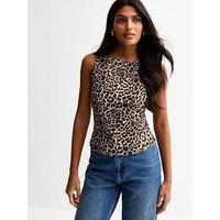 New Look Tall Leopard Print Cowl Neck Vest - Brown