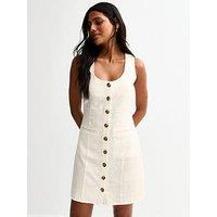 New Look Cotton Button Through Mini Dress - White