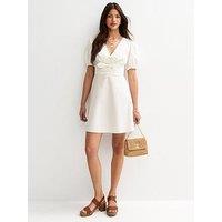 New Look Double Bow Mini Dress - White