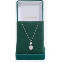 Jon Richard Rhodium Plated Cubic Zirconia Micro Pave Heart Pendant - Gift Boxed