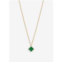 Jon Richard Gold Plated And Malachite Clover Pendant Necklace