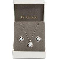 Jon Richard Rhodium Plated Cubic Zirconia Clover Set - Gift Boxed