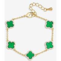 Jon Richard Gold Plated Cubic Zirconia Malachite Clover Bracelet