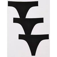 The Very Collection 3 Pack 2Nd Skin Ribbed Thongs - Black