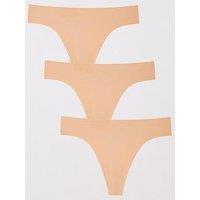 The Very Collection 3 Pack 2Nd Skin Ribbed Thongs - Nude