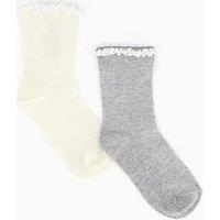 V By Very 2 Pack Lace Ankle Socks - Beige