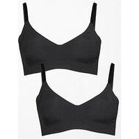 The Very Collection 2 Pack 2Nd Skin Ribbed Bralette - Black