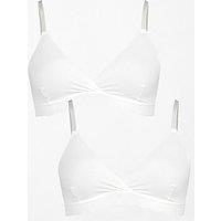 The Very Collection 2Pk No Vpl Scallop Edge V Neck Bralette - White