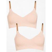 The Very Collection 2 Pack 2Nd Skin Ribbed Bralette - Nude