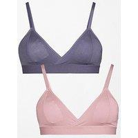 The Very Collection 2 Pack Cotton Triangle Bralettes - Pink