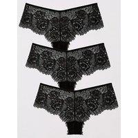 The Very Collection 3 Pack Lace Thongs - Black