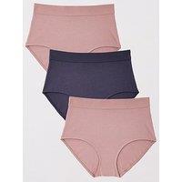 The Very Collection 3Pk High Waisted Cotton Briefs - Pink