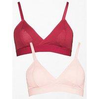 The Very Collection 2Pk Cotton Triangle Bralet - Brown