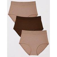 The Very Collection 3Pk Cotton Highwaisted Briefs - Brown