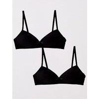 V By Very Girls 2 Pack Moulded Bra - Black