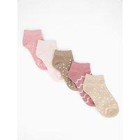 V By Very 5 Pack Printed Trainer Liner Socks - Pink