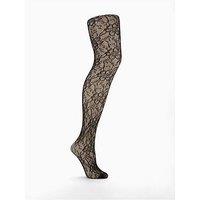 V By Very Lace Floral Tights - Black