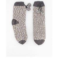 The Very Collection Cable Fleece Lined Socks With Pom Pom - Grey