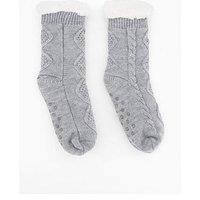 The Very Collection Cable Fleece Lined Socks - Grey