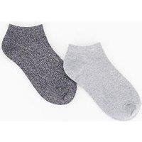 The Very Collection 2 Pack Glitter Trainer Liner Socks - Black