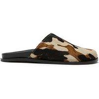 Schuh Teale Leather Printed Clogs - White And Brown