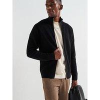 Jack & Jones Miliano Zip Through Knitted Cardigan - Black