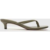 Schuh Sunnie Toe Post Kitten Heel Sandal - Khaki