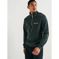 Jack & Jones Norrebro Embroidered Half Zip Sweat Top - Green