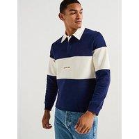 Jack & Jones Norrebro Embroidered Rugby Long Sleeve Polo Shirt - Navy
