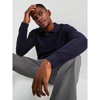 Jack & Jones Easton Split Neck Knitted Jumper - Navy