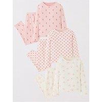 Mini V By Very Girls 3 Pack Floral Rib Pyjama Set - Print