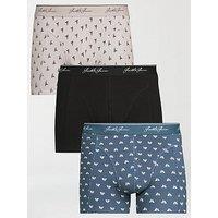 Jack & Jones Tate 3 Pack Logo Waistband Trunks - Blue