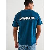 Jack & Jones Union Back Print Short Sleeve Crew Neck T-Shirt - Blue
