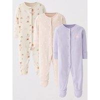 The Very Collection Baby 3 Pack Ballerina Print Sleepsuits - Cream