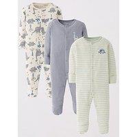 The Very Collection Baby 3Pk Dino Print Sleepsuits - Blue